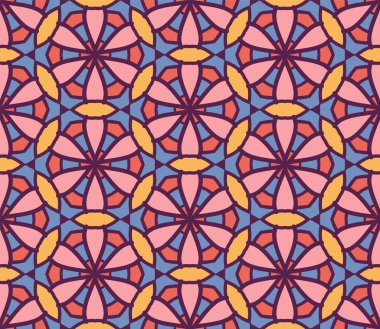 Soyut renkli karalamalı çiçek deseni. Çiçek arkaplan. Mozaik, ince çizgi süslemesi seramiği.