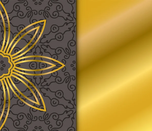 Cartão Mandala Ouro Bonito Com Padrão Sem Costura Listrado Ornamental — Vetor de Stock