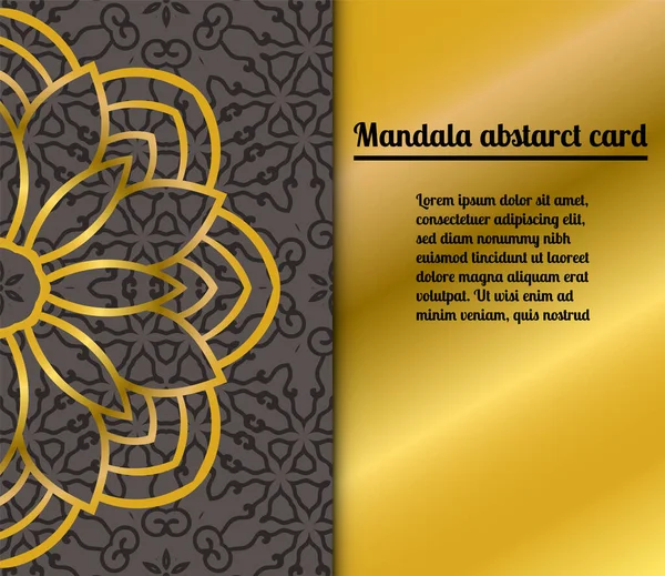 Carino Oro Mandala Carta Con Motivo Strisce Senza Cuciture Ornamentale — Vettoriale Stock