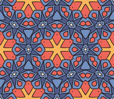 Soyut renkli karalamalı çiçek deseni. Çiçek arkaplan. Mozaik, ince çizgi süslemesi seramiği.