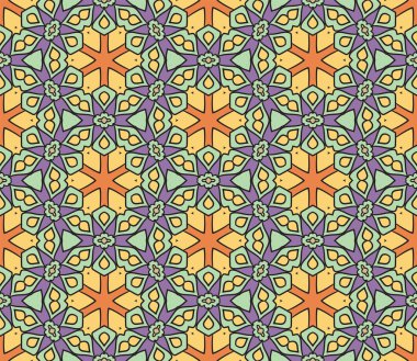 Soyut renkli karalamalı çiçek deseni. Çiçek arkaplan. Mozaik, ince çizgi süslemesi seramiği.