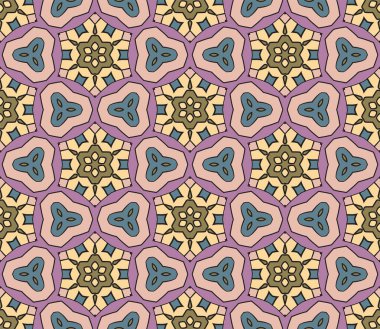 Soyut renkli karalamalı çiçek deseni. Çiçek arkaplan. Mozaik, ince çizgi süslemesi seramiği.