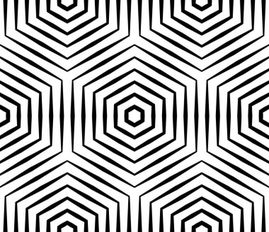 Yarım ton doğrusal altıgen dikişsiz desen. Optik illüzyon geometrik arkaplan. 