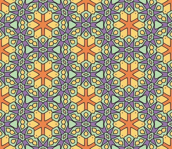 Абстрактний Барвистий Каракулі Квітка Безшовний Візерунок Квітковий Фон Мозаїка Плитка — стоковий вектор