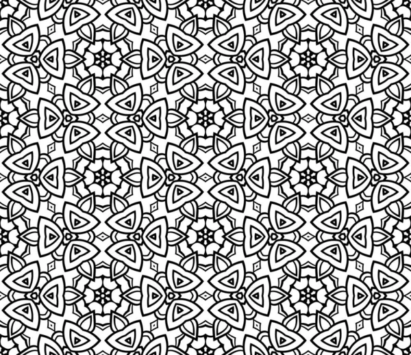 Абстрактный Цветочный Узор Цветочный Фон Мозаика Плитка Тонкой Линии Орнамента — стоковый вектор