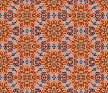 Soyut renkli karalamalı çiçek deseni. Çiçek arkaplan. Mozaik, ince çizgi süslemesi seramiği.