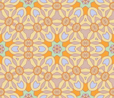 Soyut renkli karalamalı çiçek deseni. Çiçek arkaplan. Mozaik, ince çizgi süslemesi seramiği.