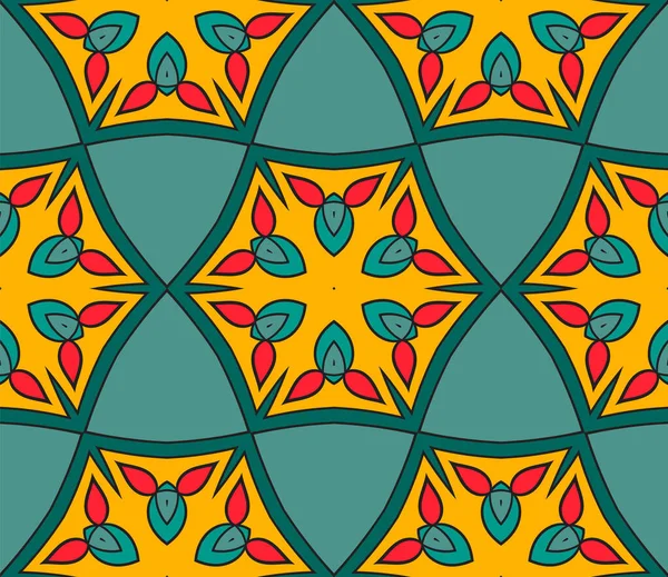 Абстрактний Барвистий Каракулі Квітка Безшовний Візерунок Квітковий Фон Мозаїка Плитка — стоковий вектор