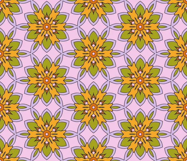 Patrón Sin Costura Flor Garabato Colorido Abstracto Fondo Floral Mosaico — Archivo Imágenes Vectoriales