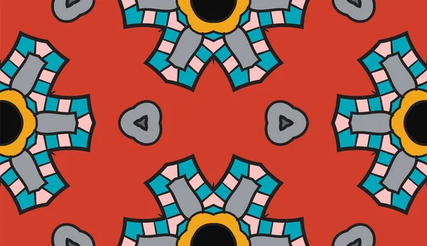 Абстрактный Цветочный Геометрический Узор Цветочный Фон Мозаика Геоплитка Тонкого Орнамента — стоковый вектор
