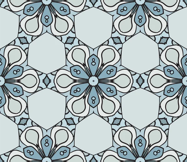 Abstrakcyjne Kolorowe Doodle Geometryczny Kwiat Bezszwowy Wzór Kwiatowe Tło Mozaika — Wektor stockowy