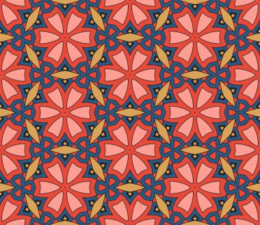 Soyut renkli karalamalı çiçek deseni. Çiçek geometrik arka plan. Mozaik, ince çizgi süslemesi seramiği.