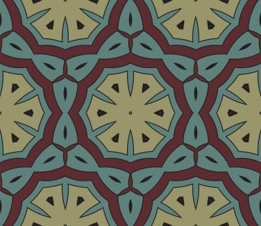 Soyut renkli karalamalı çiçek deseni. Çiçek geometrik arka plan. Mozaik, ince çizgi süslemesi seramiği.