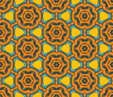 Soyut renkli karalamalı çiçek deseni. Çiçek geometrik arka plan. Mozaik, ince çizgi süslemesi seramiği.