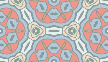 Soyut renkli karalamalı çiçek deseni. Çiçek geometrik arka plan. Mozaik, ince çizgi süslemesi seramiği.