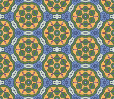 Soyut renkli karalamalı çiçek deseni. Çiçek geometrik arka plan. Mozaik, ince çizgi süslemesi seramiği.