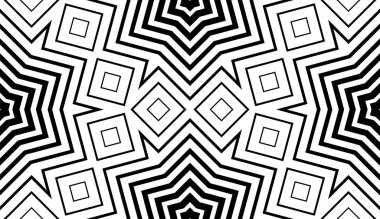 Soyut siyah-beyaz altıgen, üçgen dikişsiz desen. Coğrafi şekil arka planı. Mozaik, ince çizgi süslemesi seramiği.