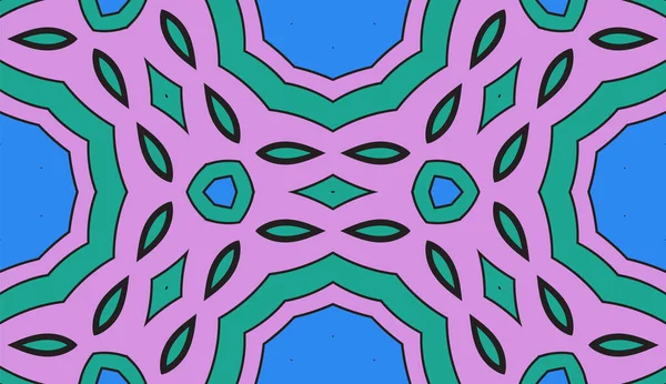 抽象カラフルなドアの花のシームレスなパターン 花の幾何学的背景 モザイク 細い線飾りのタイル — ストックベクタ