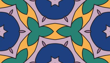 Soyut renkli karalamalı çiçek deseni. Çiçek geometrik arka plan. Mozaik, ince çizgi süslemesi seramiği.