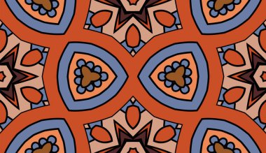 Soyut renkli karalamalı çiçek deseni. Çiçek geometrik arka plan. Mozaik, ince çizgi süslemesi seramiği.