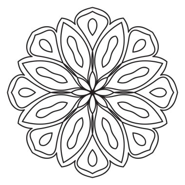 Tatlı Mandala. Süslü, yuvarlak karalama çiçeği beyaz arka planda izole edilmiş. Etnik doğu tarzında Geometrik dekoratif süs.