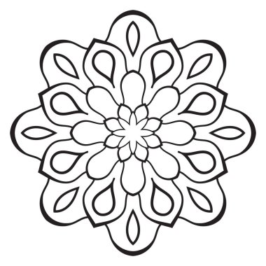 Tatlı Mandala. Süslü, yuvarlak karalama çiçeği beyaz arka planda izole edilmiş. Etnik doğu tarzında Geometrik dekoratif süs.