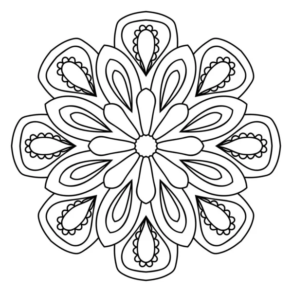 Niedliches Mandala Ornamentale Runde Doodle Blume Isoliert Auf Weißem Hintergrund — Stockvektor