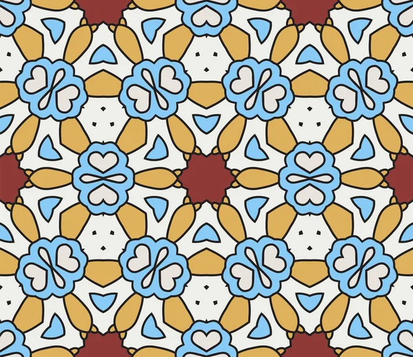 Абстрактний Барвистий Каракулі Квітка Безшовний Візерунок Квітковий Геометричний Фон Мозаїка — стоковий вектор