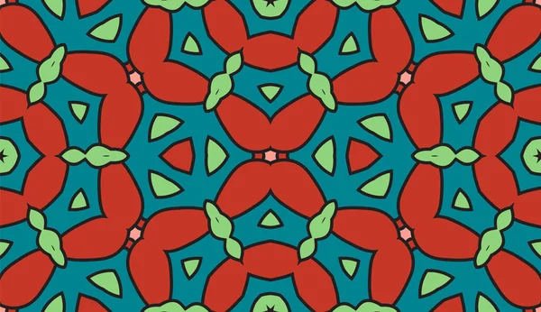 Abstrakcyjny Kolorowy Kwiat Doodle Bezszwowy Wzór Kwiatowe Geometryczne Tło Mozaika — Wektor stockowy