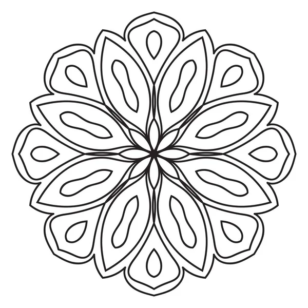 Симпатичная Мандала Орнитоловый Круглый Душистый Цветок Изолирован Белом Фоне Геометрический — стоковый вектор