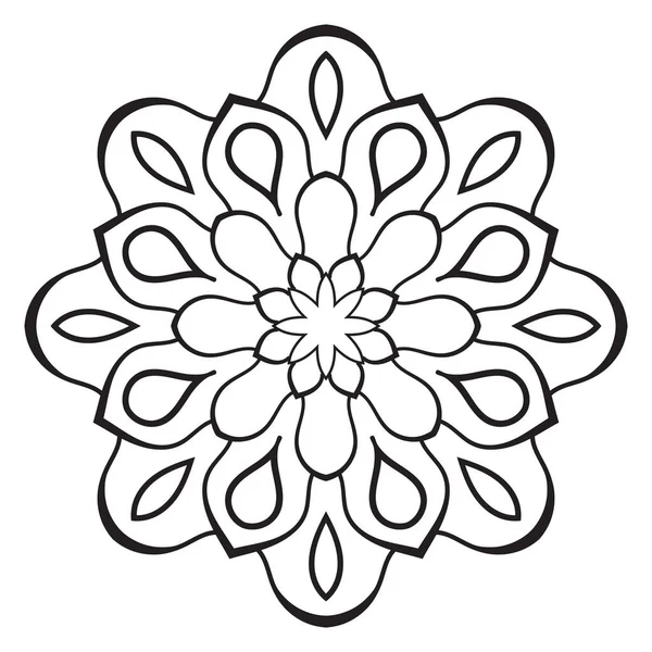 Joli Mandala Fleur Ronde Ornementale Gribouillis Isolée Sur Fond Blanc — Image vectorielle