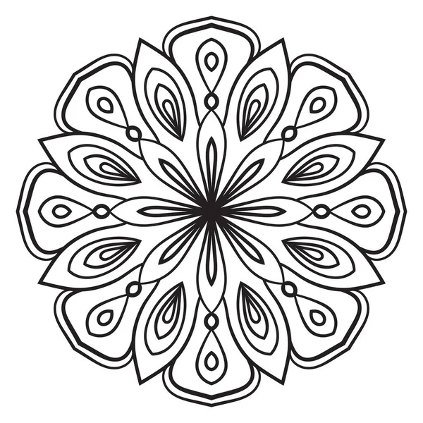 Słodka Mandala Ozdobny Okrągły Kwiat Doodle Izolowane Białym Tle Geometryczna — Wektor stockowy