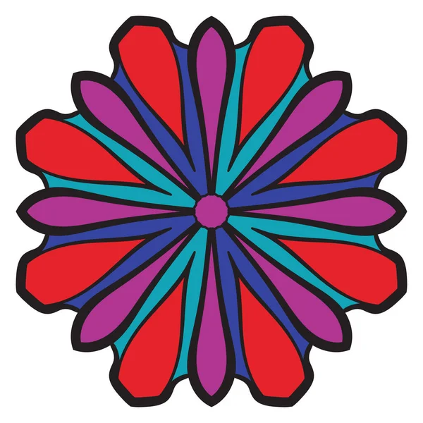 Joli Mandala Fleur Ronde Ornementale Gribouillis Isolée Sur Fond Blanc — Image vectorielle