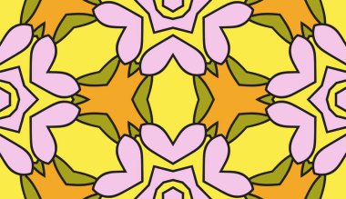 Soyut renkli karalamalı çiçek deseni. Çiçek geometrik arka plan. Mozaik, ince çizgi süslemesi seramiği.