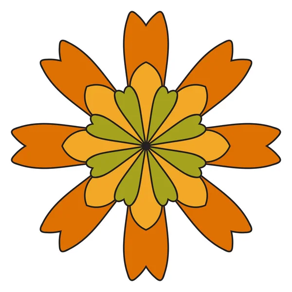 Joli Mandala Fleur Ronde Ornementale Gribouillis Isolée Sur Fond Blanc — Image vectorielle