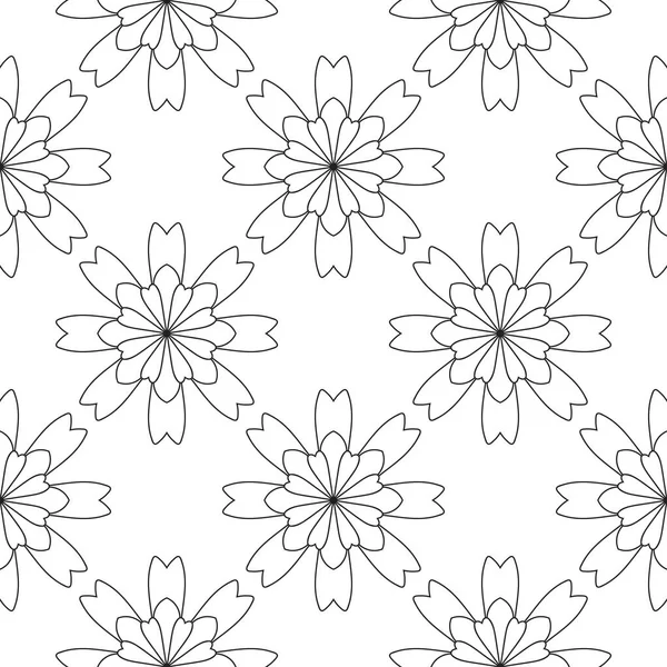 曼荼羅の花と抽象的なシームレスなパターン モザイクタイルポルカドット 花の背景 — ストックベクタ