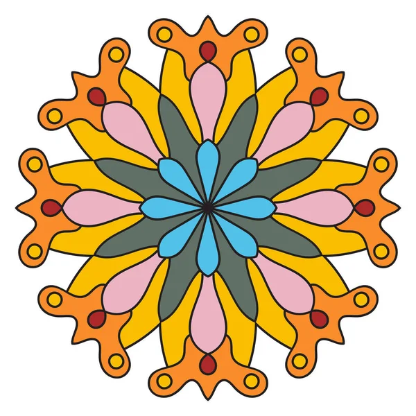 Joli Mandala Fleur Ronde Ornementale Gribouillis Isolée Sur Fond Blanc — Image vectorielle
