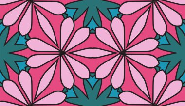 Soyut renkli karalamalı çiçek deseni. Çiçek geometrik arka plan. Mozaik, ince çizgi süslemesi seramiği.