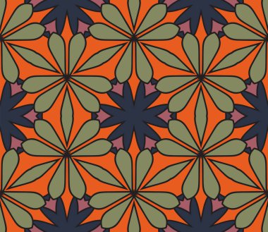 Soyut renkli karalamalı çiçek deseni. Çiçek geometrik arka plan. Mozaik, ince çizgi süslemesi seramiği.