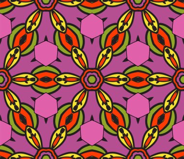 Soyut renkli karalamalı çiçek deseni. Çiçek geometrik arka plan. Mozaik, ince çizgi süslemesi seramiği.