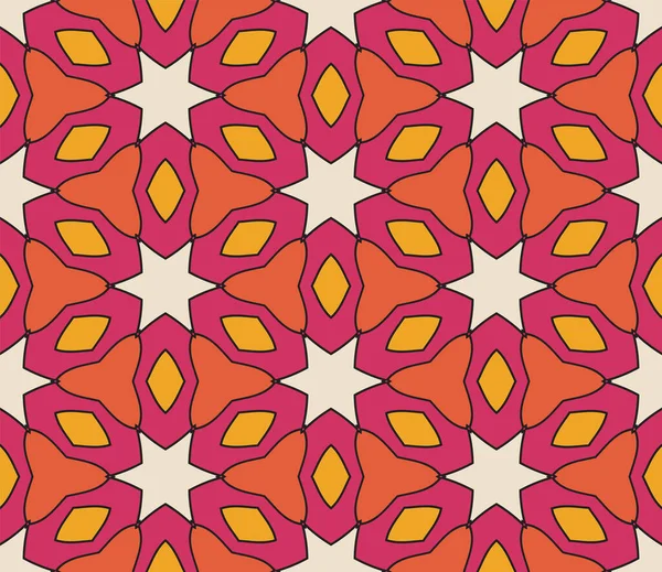 Abstraktes Buntes Doodle Mit Nahtlosem Muster Floraler Geometrischer Hintergrund Mosaik — Stockvektor