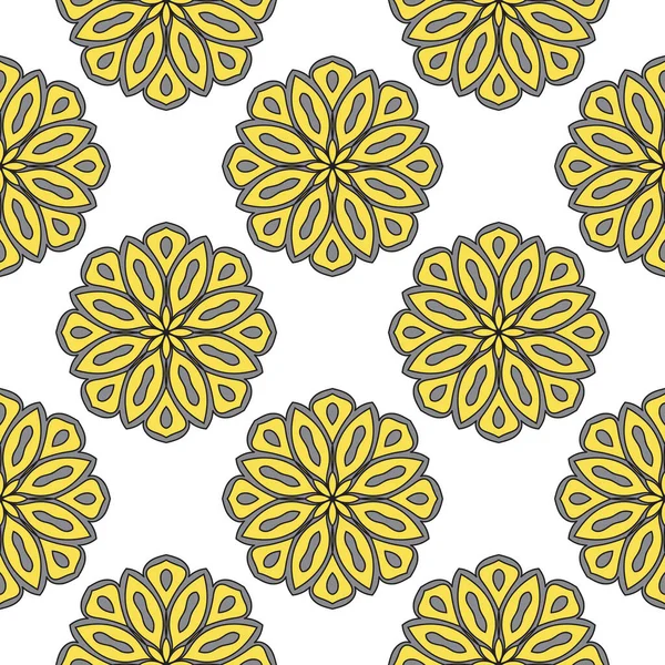 Abstract Seamless Pattern Mandala Flower Mosaic Tile Polka Dot Floral — Stock Vector