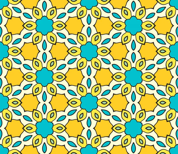 Abstraktes Buntes Doodle Mit Nahtlosem Muster Floraler Geometrischer Hintergrund Mosaik — Stockvektor