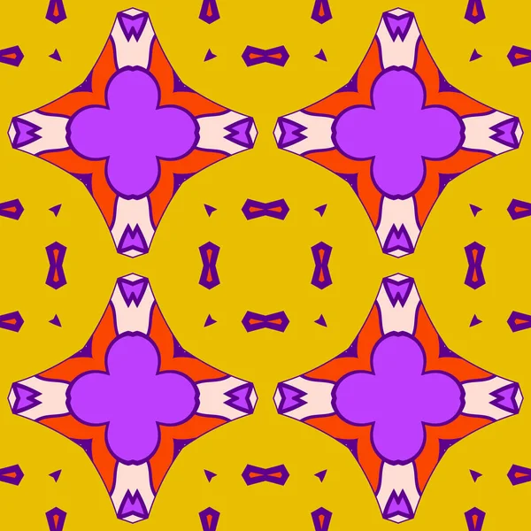 Abstract Kleurrijke Doodle Bloem Naadloos Patroon Bloemen Geometrische Achtergrond Mozaïek — Stockvector