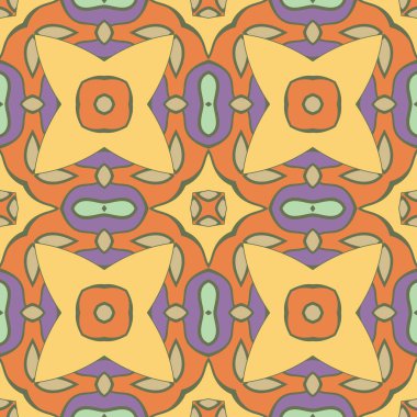 Soyut renkli karalamalı çiçek deseni. Çiçek geometrik arka plan. Mozaik, ince çizgi süslemesi seramiği.