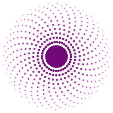 Ekran yazdırma kalıbı. Parlak çerçeve. Soyut girdap. Dairesel desen. Pop art round yarım ton çerçeve beyaza izole edilmiş. Soyut girdap, göz küresi. Noktalı parmak izi. 