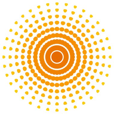 Ekran yazdırma kalıbı. Parlak çerçeve. Soyut girdap. Dairesel desen. Pop art round yarım ton çerçeve beyaza izole edilmiş. Soyut girdap, göz küresi. Noktalı parmak izi. 