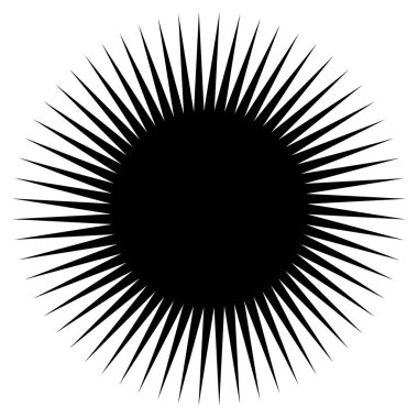 Yıldız, yuvarlak element, yarım ton ışınları beyaz arkaplanda izole edilmiş. Siyah logo. Geometrik şekil. 