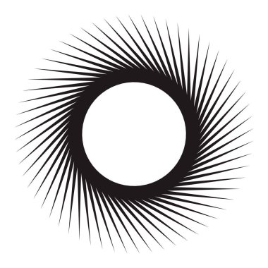 Yıldız, yuvarlak element, yarım ton ışınları beyaz arkaplanda izole edilmiş. Siyah logo. Geometrik şekil. 