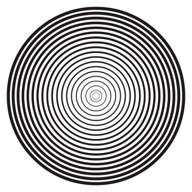 Eşmerkezli doğrusal daireler, nötr yuvarlak elementler. Yarım ton özet ögesi beyaz arkaplanda izole edildi.